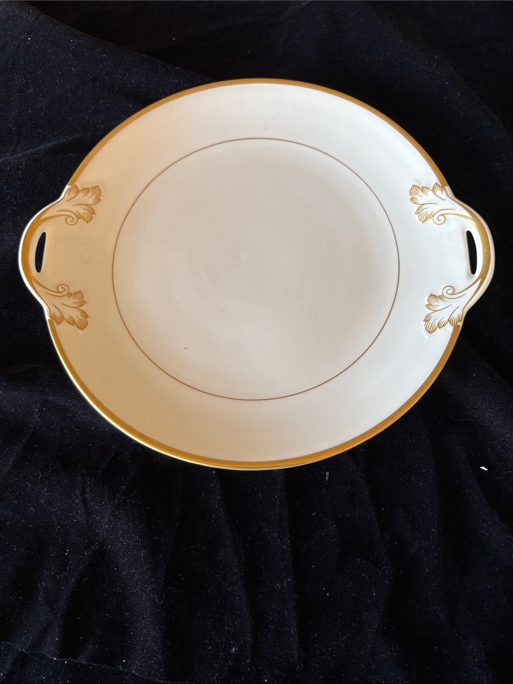 Elegant White and Gold Decorative Serving Platter with Handles